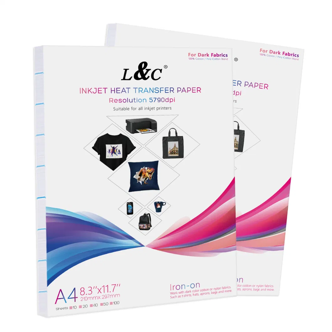 L&C Heat Transfer Printing Paper A3 A4 50 Sheets Inkjet Heat Transfer Paper for Dark Shirts